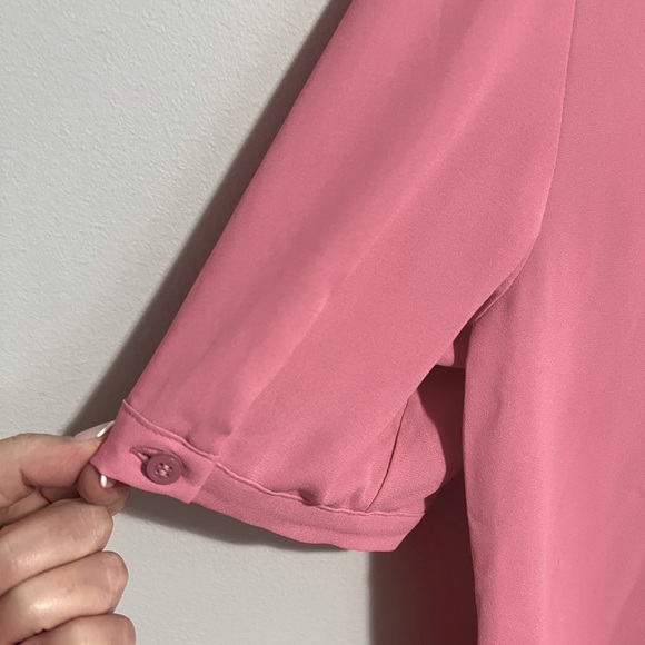 J.Crew Drapey Button-Up Top Flamingo Pink shirt sleeve women’s small. NWOT - Picture 7 of 10